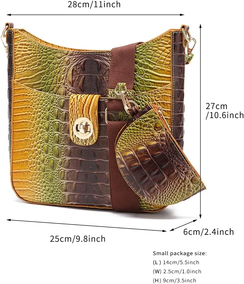 UBALDI Women Purse Satchel Bag Long Crossbody Classy Tote Bag Shoulder Purse Vegan Leather Ladies Handbags Embossed Pattern