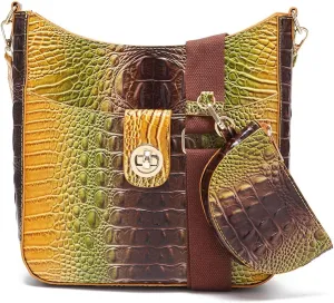 UBALDI Women Purse Satchel Bag Long Crossbody Classy Tote Bag Shoulder Purse Vegan Leather Ladies Handbags Embossed Pattern