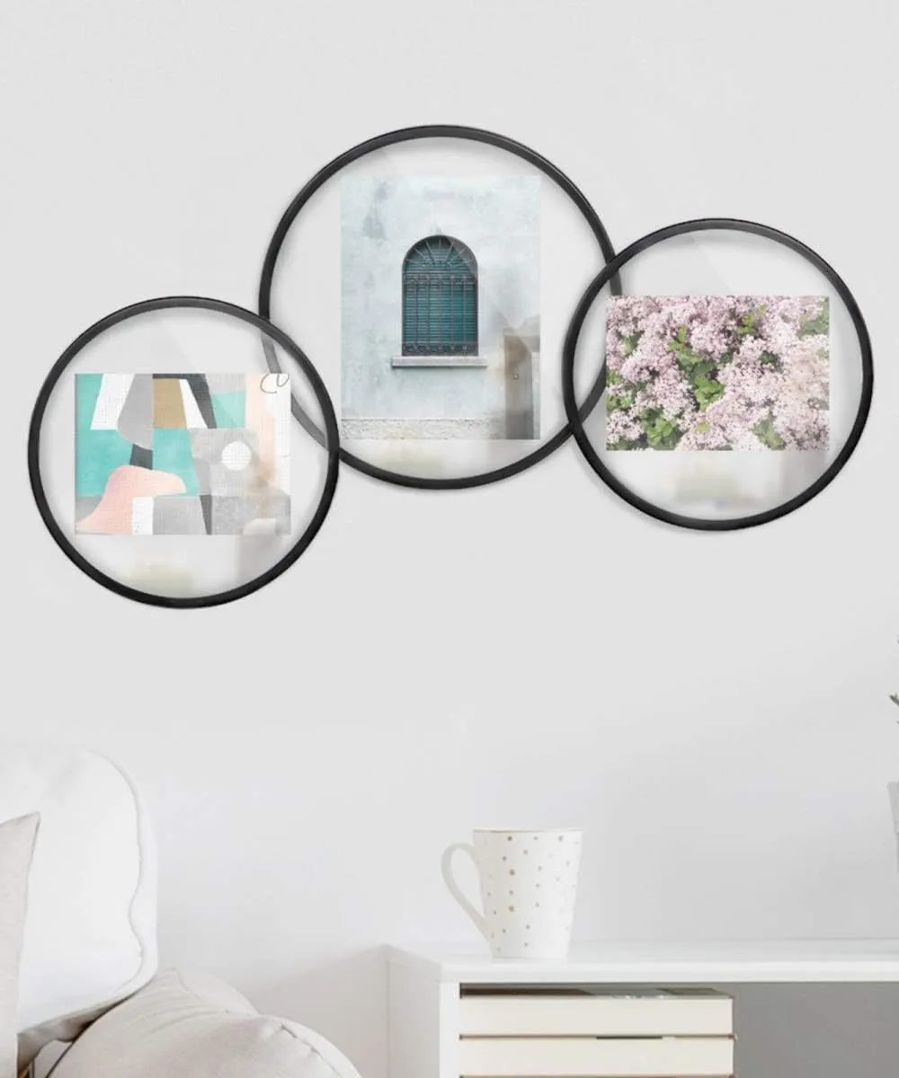 Umbra, Black Infinity Picture Frame, Unique Circular Display for Desk or Wall, Floats 5x7 Photo, 5 x 7
