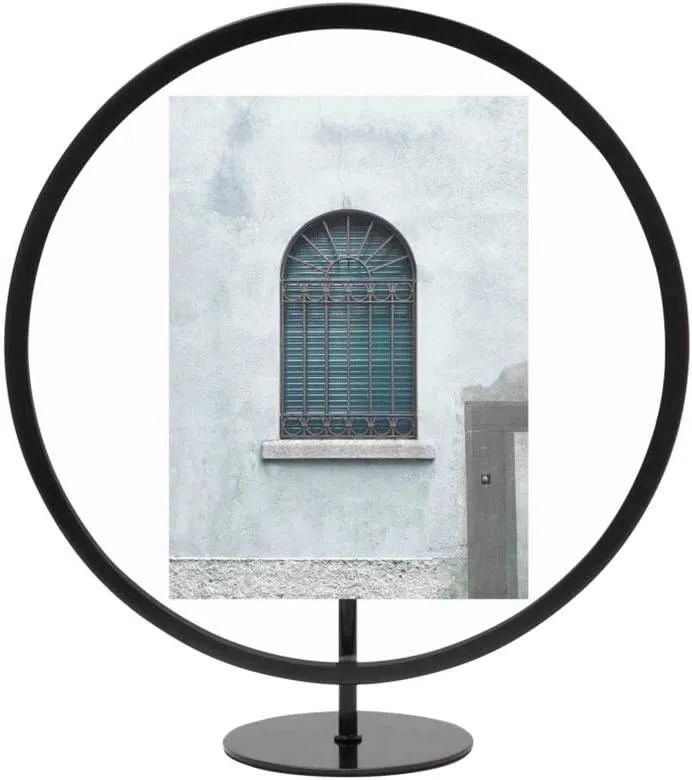 Umbra, Black Infinity Picture Frame, Unique Circular Display for Desk or Wall, Floats 5x7 Photo, 5 x 7