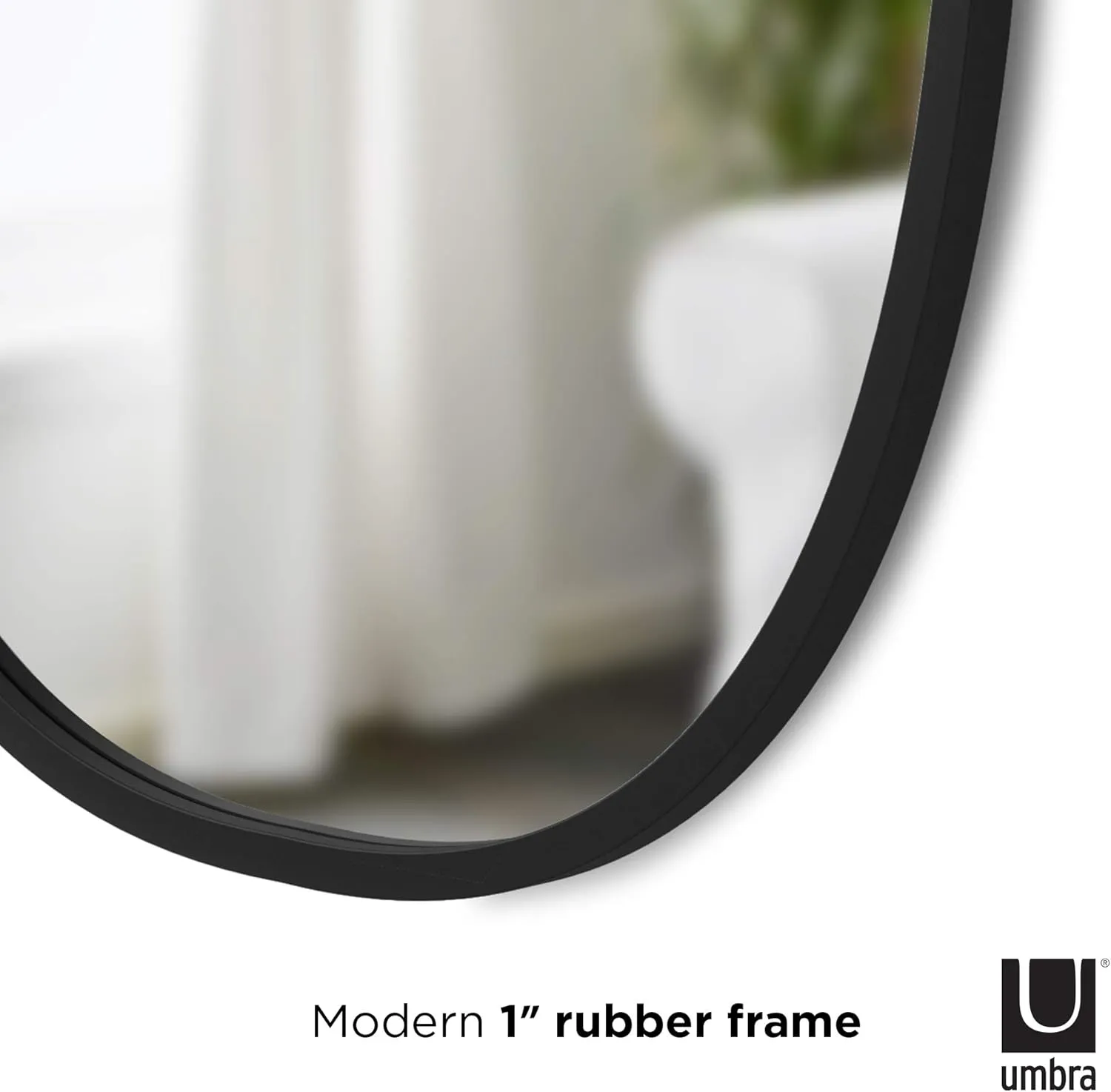 Umbra Hub Oval Wall Mirror with Rubber Frame, Modern Style for Bathroom, Entryway, Living Room and More, 24 x 36-Inch, Black