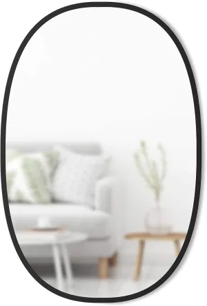 Umbra Hub Oval Wall Mirror with Rubber Frame, Modern Style for Bathroom, Entryway, Living Room and More, 24 x 36-Inch, Black