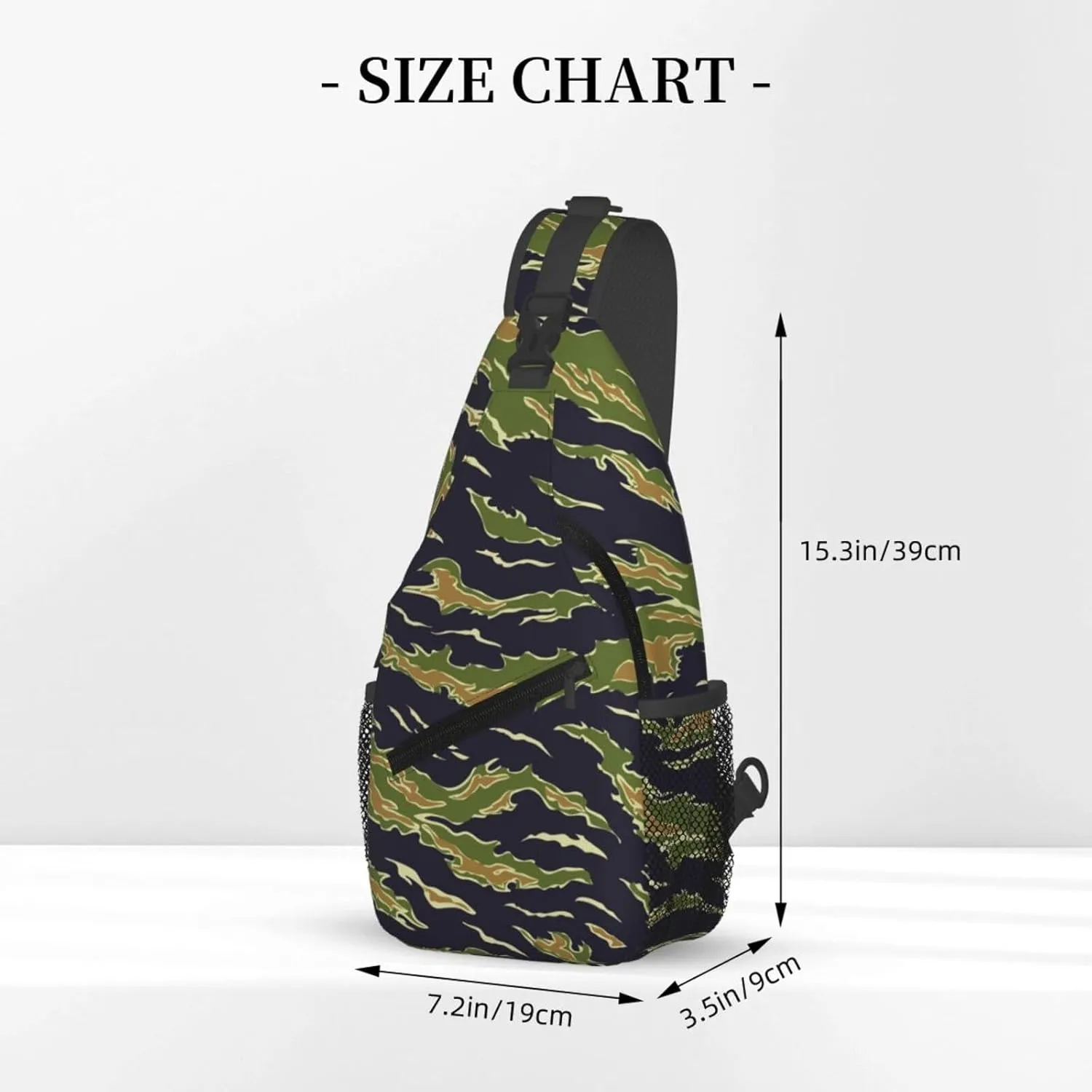 Unisex Sling Bag Crossbody Backpack for Women Men Chest Shoulder Daypack Trendy for Hiking Travel Gym Sport (for Army Green Camouflage Vietnam Tiger Stripe Camo)