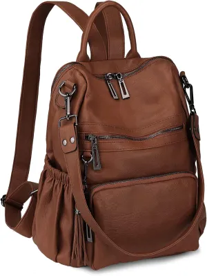 Uromee Travel Backpack Purse for Women Vegan Leather Ladies Fashion Tassel Shoulder Bag Convertible