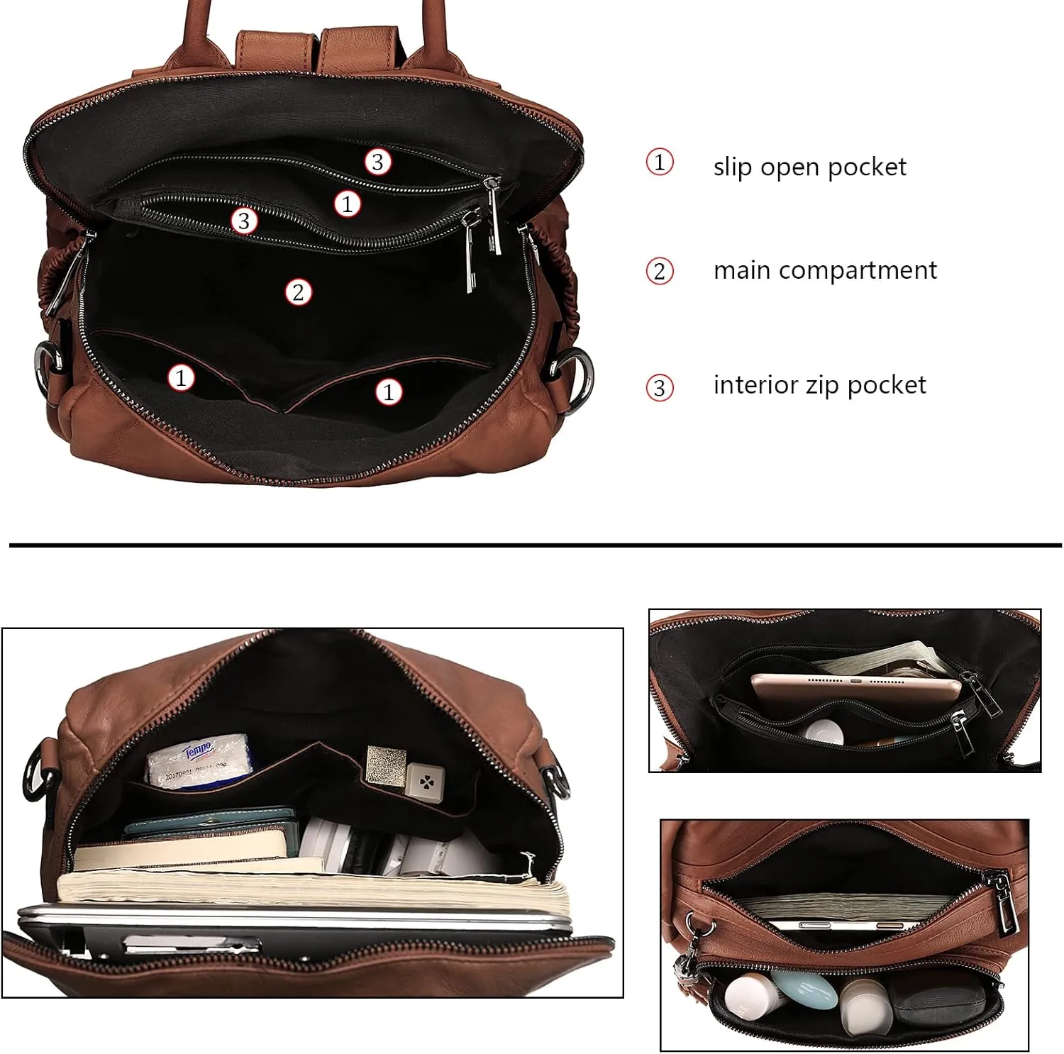 Uromee Travel Backpack Purse for Women Vegan Leather Ladies Fashion Tassel Shoulder Bag Convertible