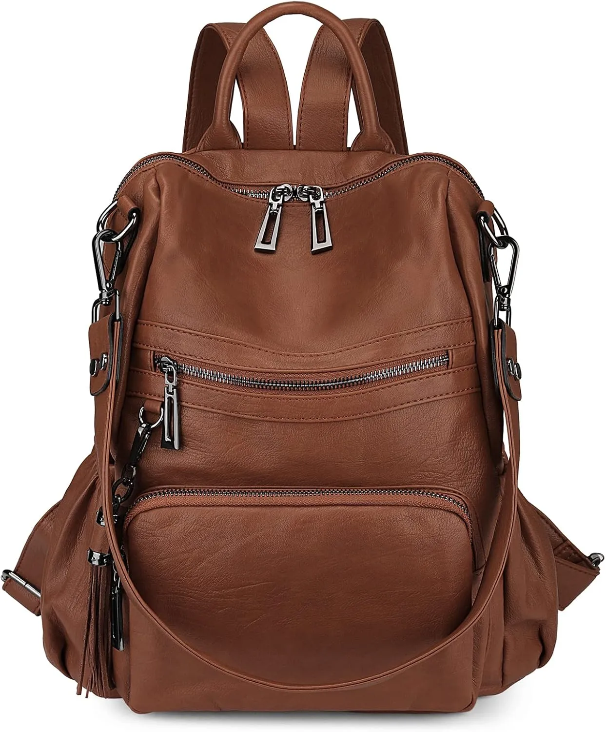 Uromee Travel Backpack Purse for Women Vegan Leather Ladies Fashion Tassel Shoulder Bag Convertible