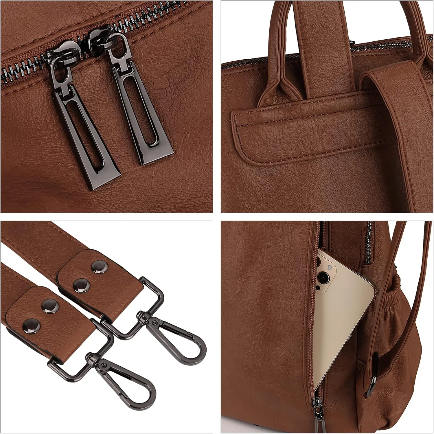 Uromee Travel Backpack Purse for Women Vegan Leather Ladies Fashion Tassel Shoulder Bag Convertible