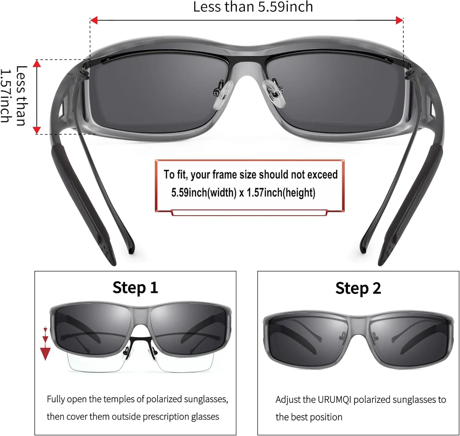 URUMQI Polarized Sunglasses Fit Over Glasses for Men Women, Wrap-around Driving Sunglasses 100% UV Protection