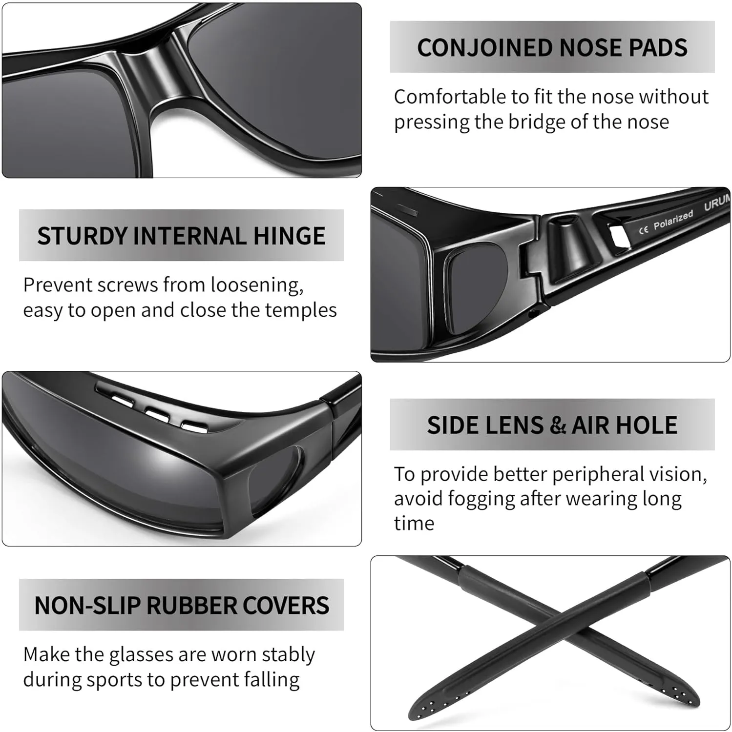 URUMQI Polarized Sunglasses Fit Over Glasses for Men Women, Wrap-around Driving Sunglasses 100% UV Protection