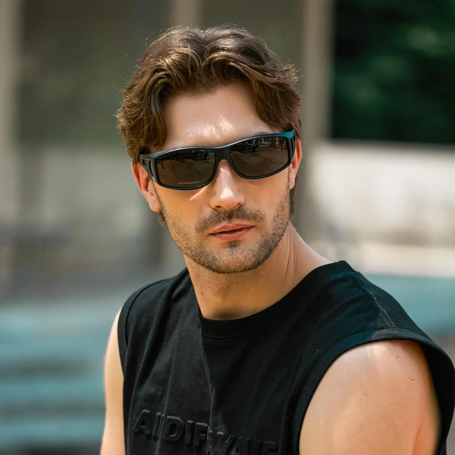 URUMQI Polarized Sunglasses Fit Over Glasses for Men Women, Wrap-around Driving Sunglasses 100% UV Protection