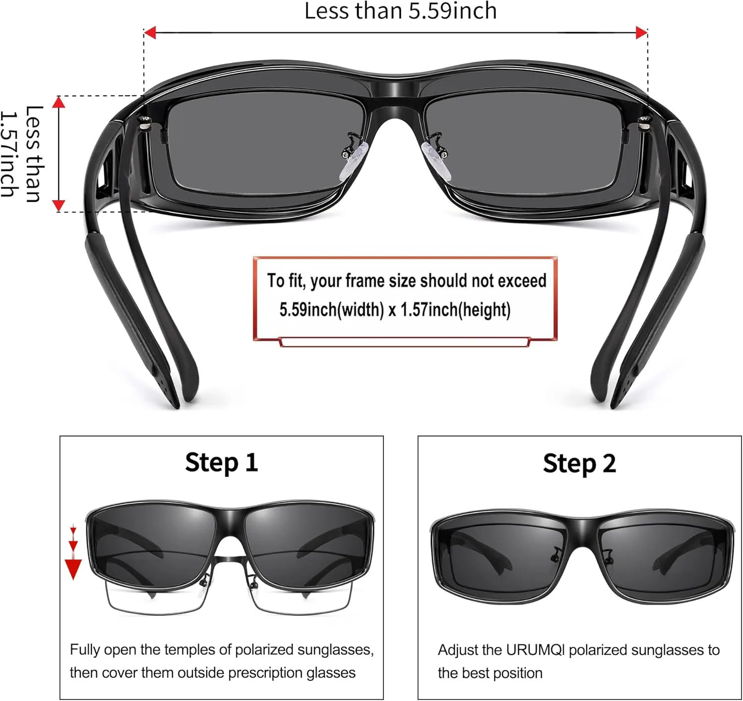 URUMQI Polarized Sunglasses Fit Over Glasses for Men Women, Wrap-around Driving Sunglasses 100% UV Protection