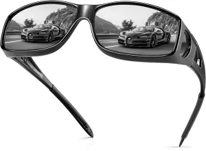 URUMQI Polarized Sunglasses Fit Over Glasses for Men Women, Wrap-around Driving Sunglasses 100% UV Protection
