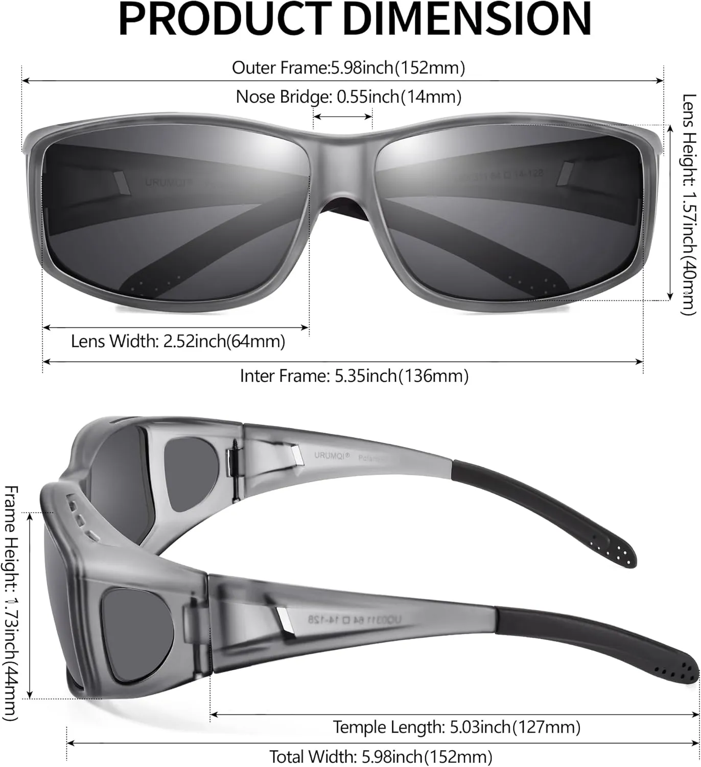 URUMQI Polarized Sunglasses Fit Over Glasses for Men Women, Wrap-around Driving Sunglasses 100% UV Protection