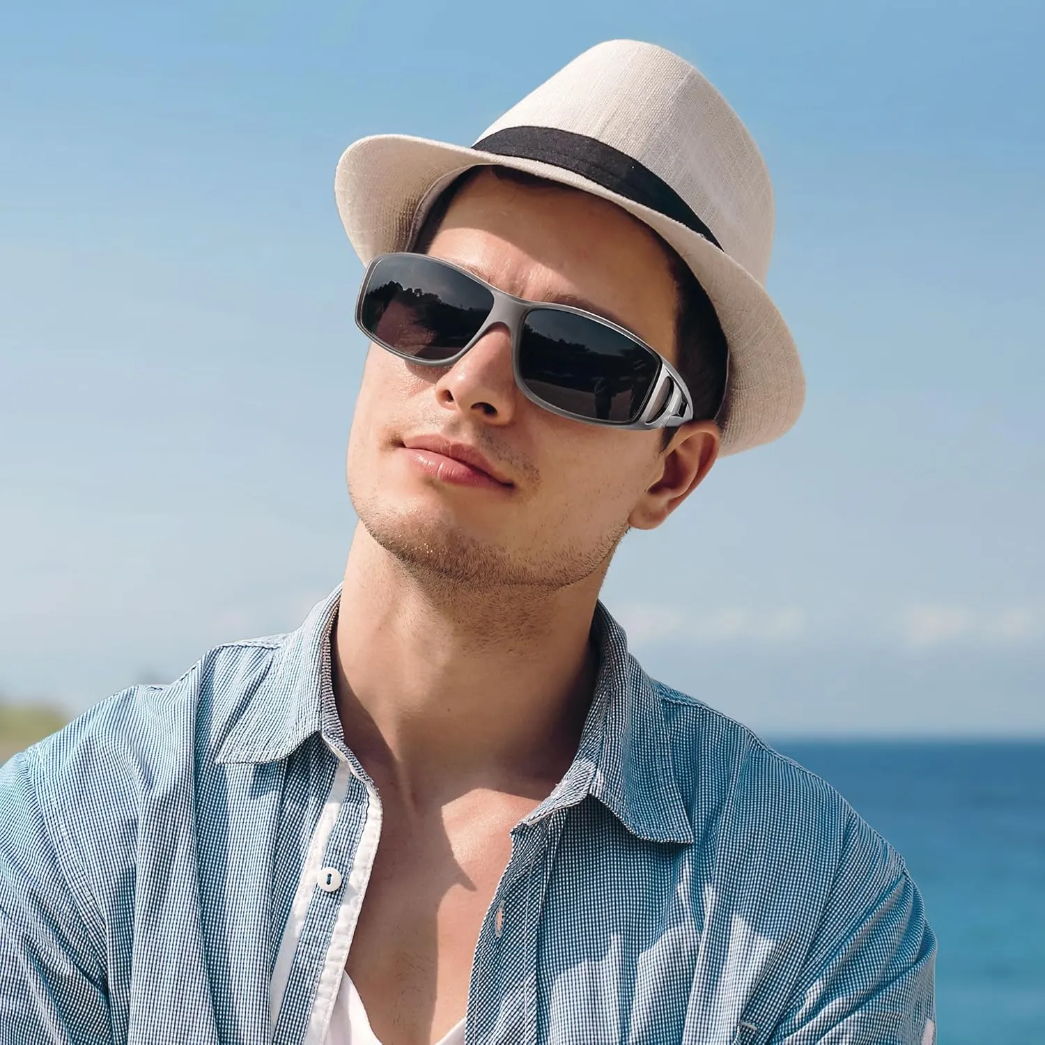 URUMQI Polarized Sunglasses Fit Over Glasses for Men Women, Wrap-around Driving Sunglasses 100% UV Protection