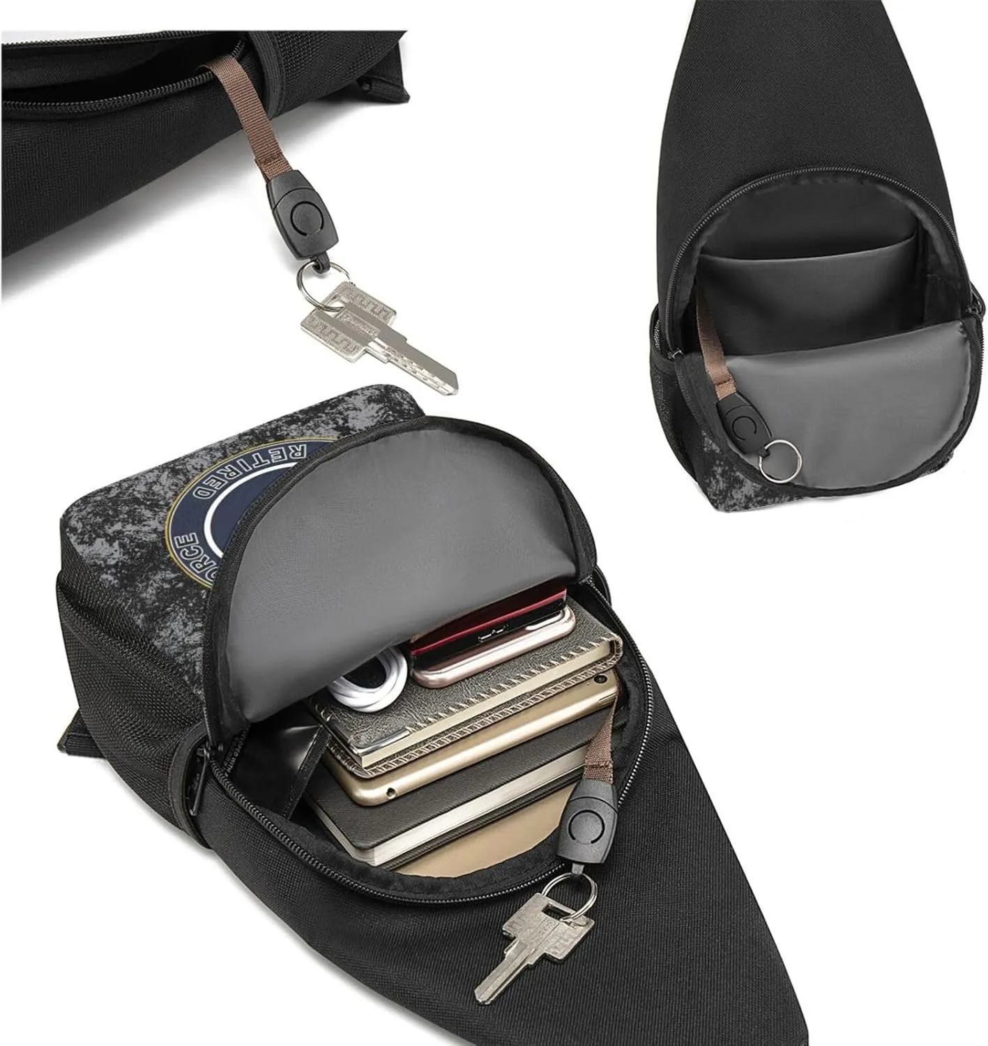 US Air Force Retired Colonel Sling Bag Crossbody Backpack Shoulder Casual Daypack Bags for Men