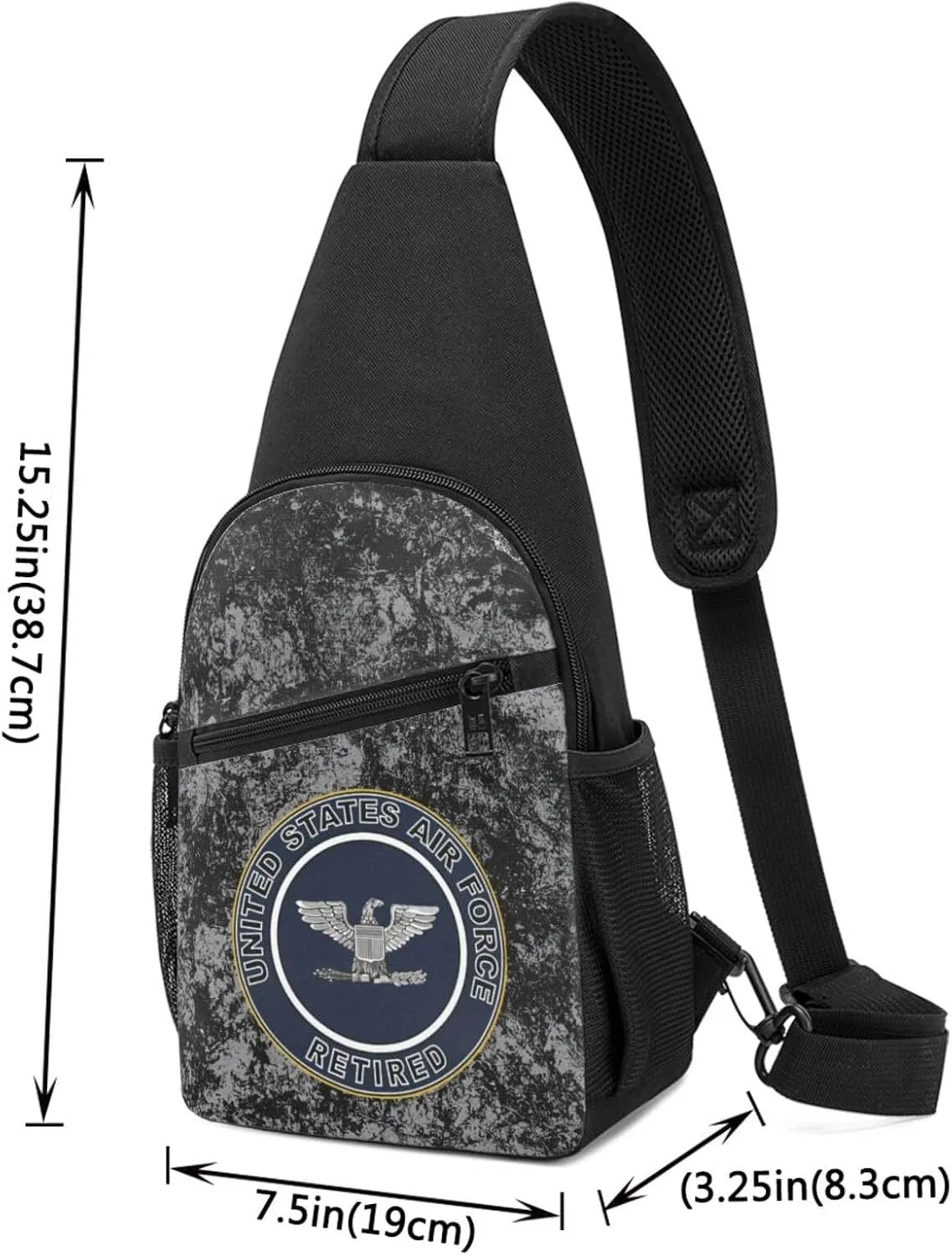 US Air Force Retired Colonel Sling Bag Crossbody Backpack Shoulder Casual Daypack Bags for Men