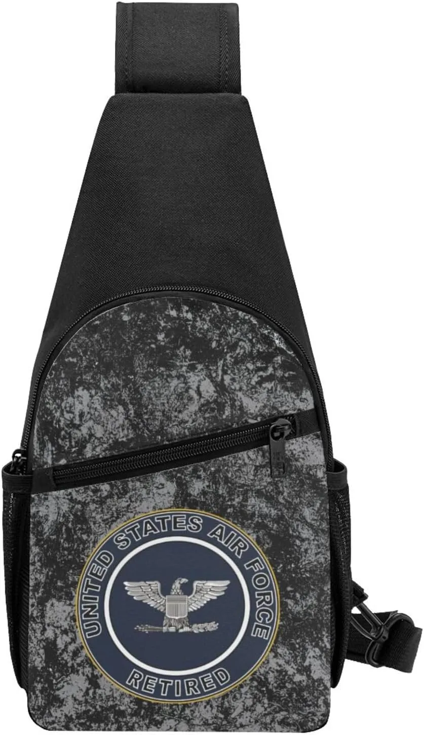US Air Force Retired Colonel Sling Bag Crossbody Backpack Shoulder Casual Daypack Bags for Men