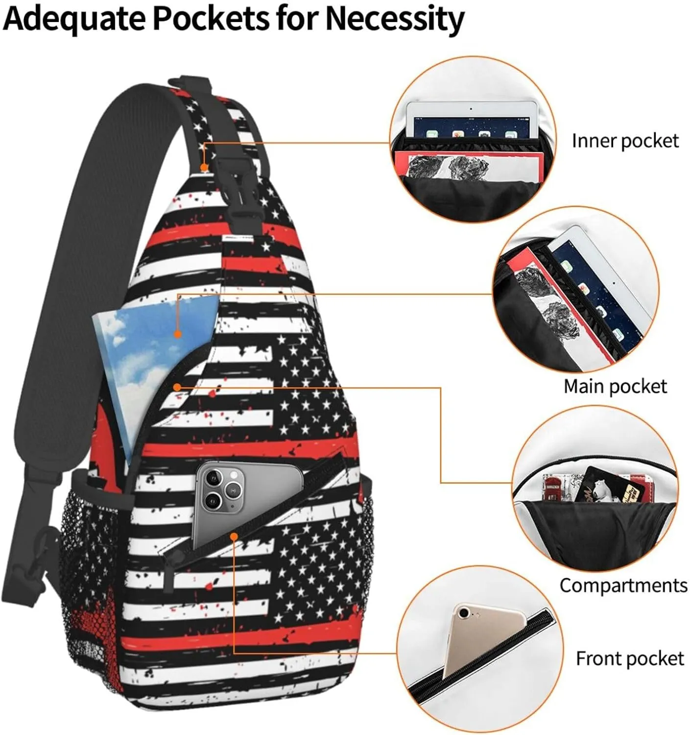 Us Virgin Islands Flag Sling Bag Adjustable Chest Bags Casual Crossbody Bag Travel Shoulder Backpack