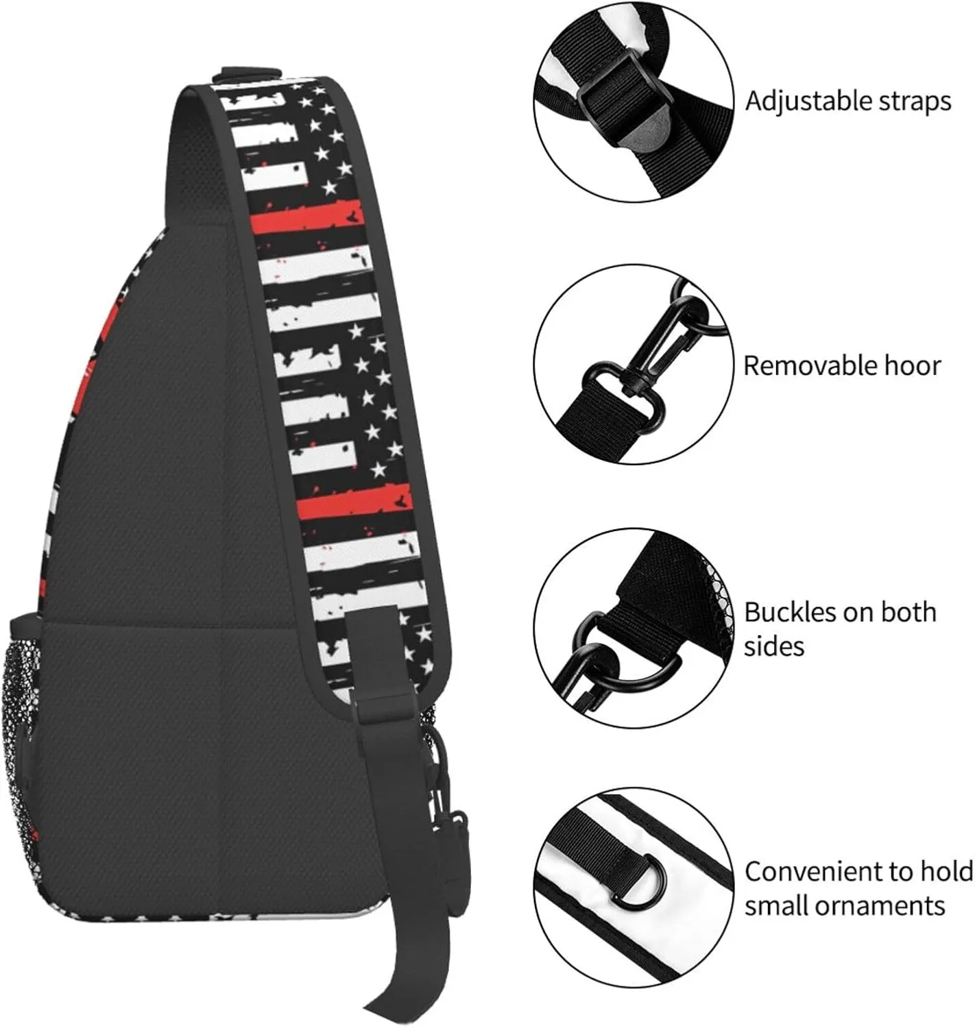 Us Virgin Islands Flag Sling Bag Adjustable Chest Bags Casual Crossbody Bag Travel Shoulder Backpack