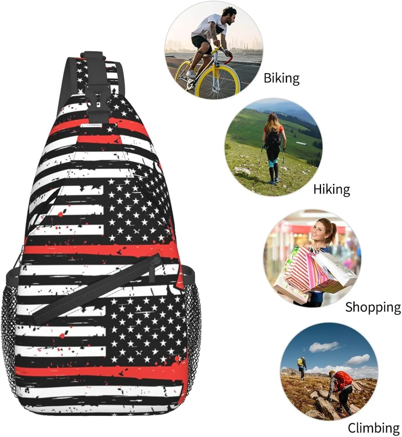 Us Virgin Islands Flag Sling Bag Adjustable Chest Bags Casual Crossbody Bag Travel Shoulder Backpack