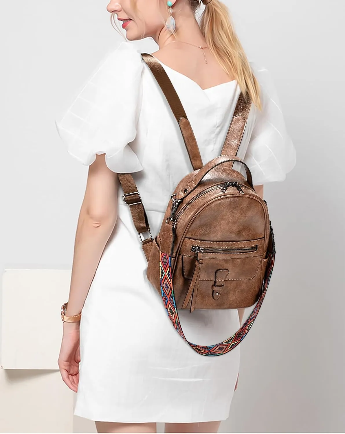 UTO Mini Backpack for Women Ladies Shoulder Backpack Fashion Handbag Convertible Shoulder Bag Purse