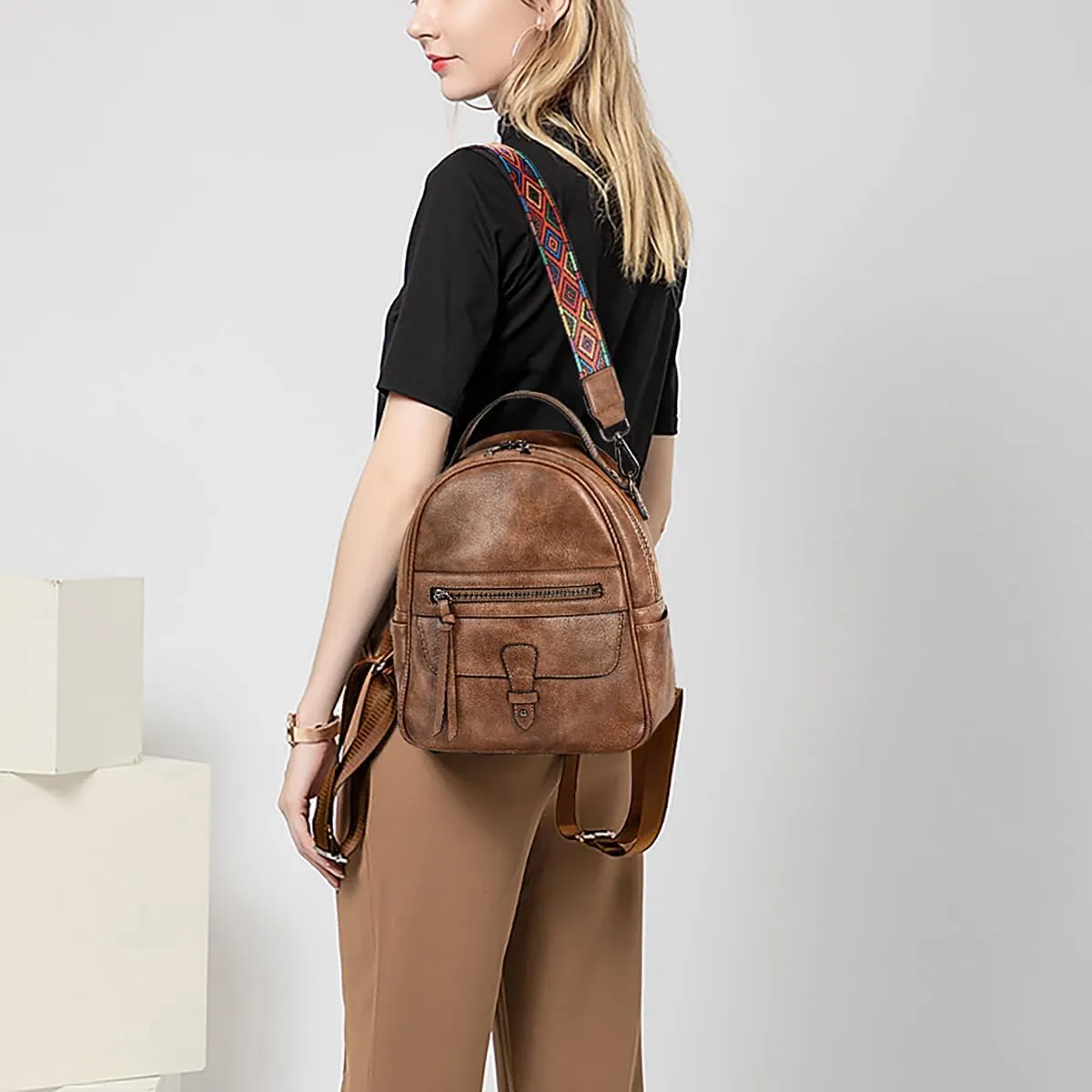UTO Mini Backpack for Women Ladies Shoulder Backpack Fashion Handbag Convertible Shoulder Bag Purse
