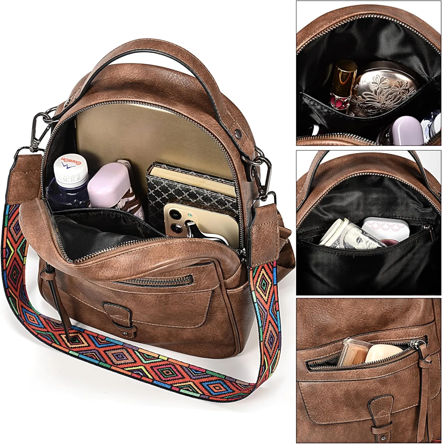 UTO Mini Backpack for Women Ladies Shoulder Backpack Fashion Handbag Convertible Shoulder Bag Purse