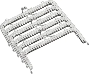 uxcell 6Pcs Metal Purse Frame, 5.91" Kiss Lock Clasp Frame Retro Rectangular Embossed Clutch Frame for Coin Purse Handbag Making DIY Craft, Silver