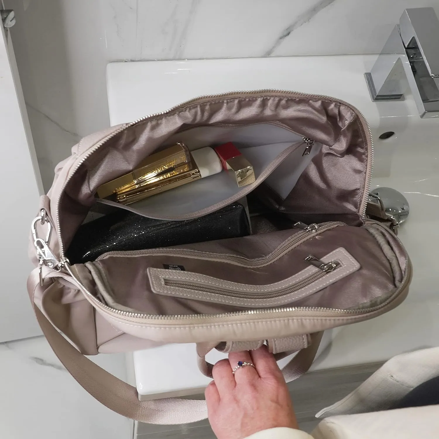 V-Style Convertible Backpack Purse (Taupe)