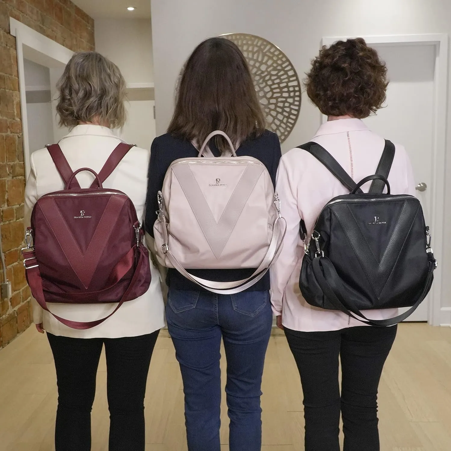 V-Style Convertible Backpack Purse (Taupe)