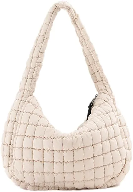 VAKAER Puffer Tote Bag for Women Quilted Crossbody Large Hobo Carryall Lightweight Padded Shoulder Bag for Travel Work