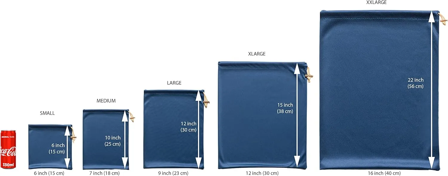 Valante Set of Microfiber Drawstring Storage Bags for Intimate Products (XXL 22x16 inch set)