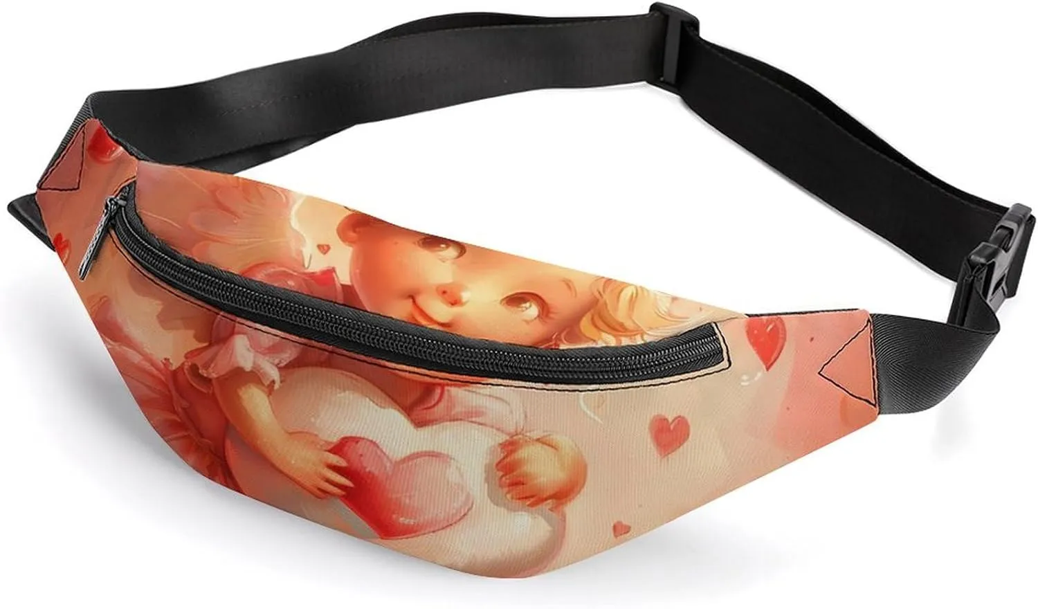 Valentines Love You Angel Crossbody Fanny Pack Waist Packs Adjustable Shoulder Bags Sling Bag for Hiking Running Cycling