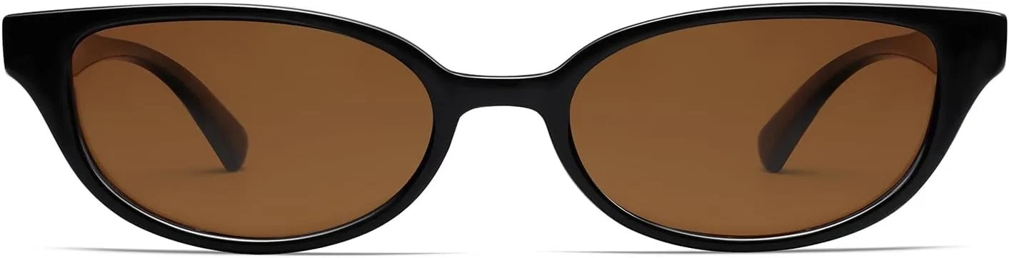 VANLINKER Retro Semi Oval Polarized Sunglasses for Women Men Trendy Small 90s Style Vintage Narrow Rectangle Frame VL9833