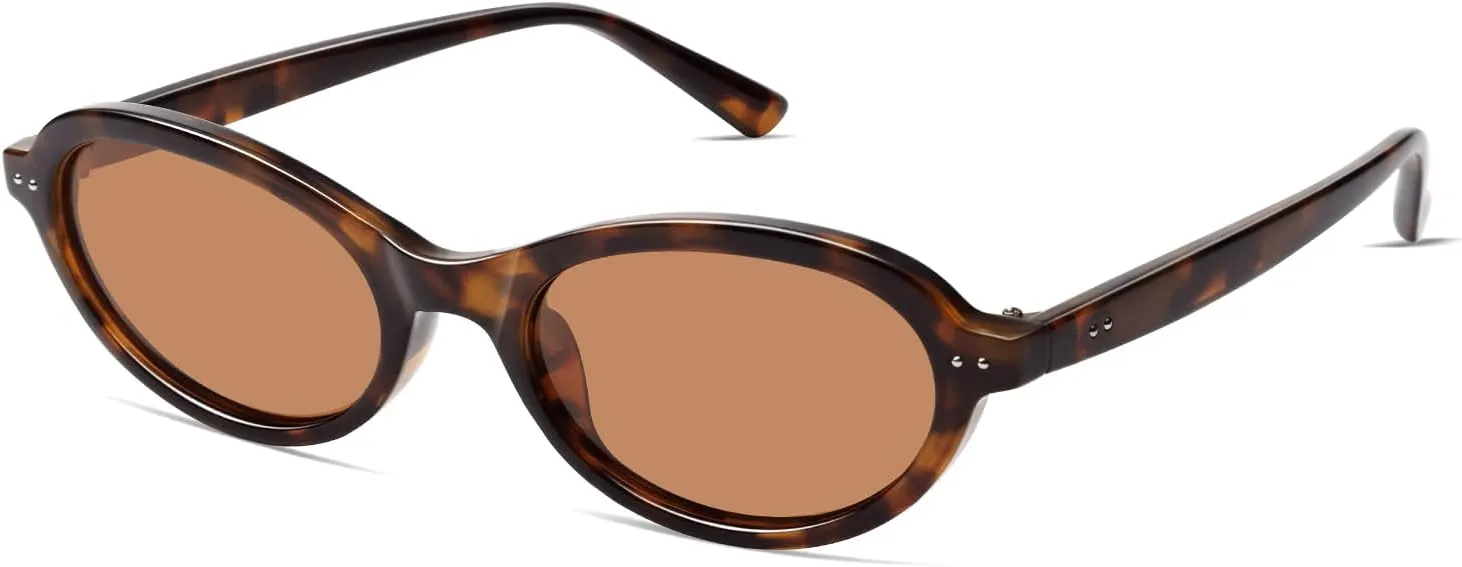 VANLINKER Trendy Oval Polarized Sunglasses for Women Men Small 90s Style Retro Cat Eye Frame Narrow Sleek Design VL9847