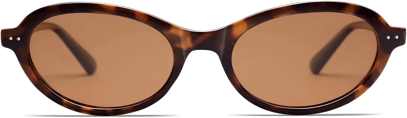 VANLINKER Trendy Oval Polarized Sunglasses for Women Men Small 90s Style Retro Cat Eye Frame Narrow Sleek Design VL9847