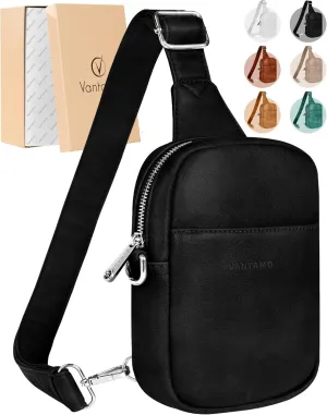 Vantamo Sling Bag for Women Adjustable Strap, RFID & Anti-Pickpocket Clip Cross Body Bags for Women, PU Leather Fanny Pack