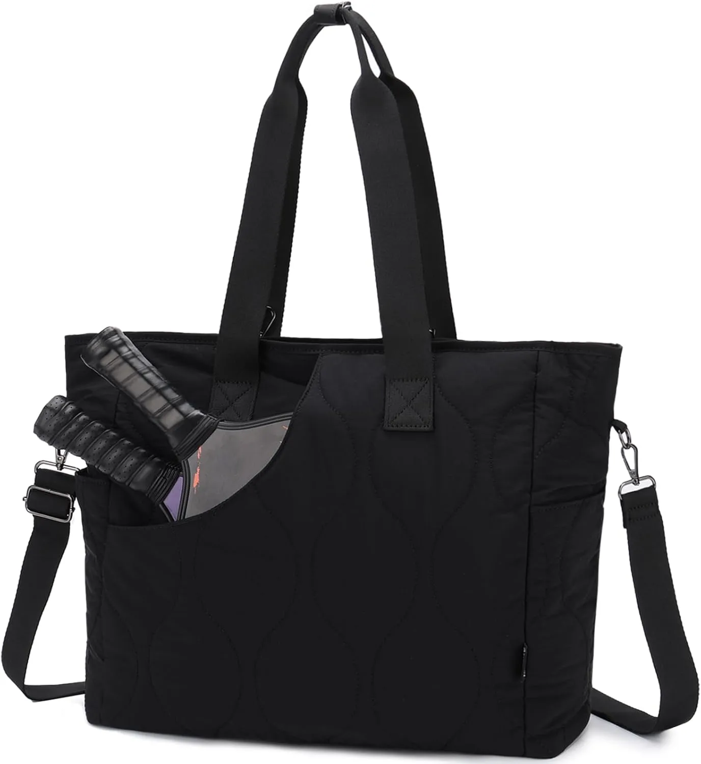 VASCHY Pickleball Tote Bags For Women With Fence Hook, Quilted Puffer Pickleball Paddle Holder Case Gym/Sports Tote