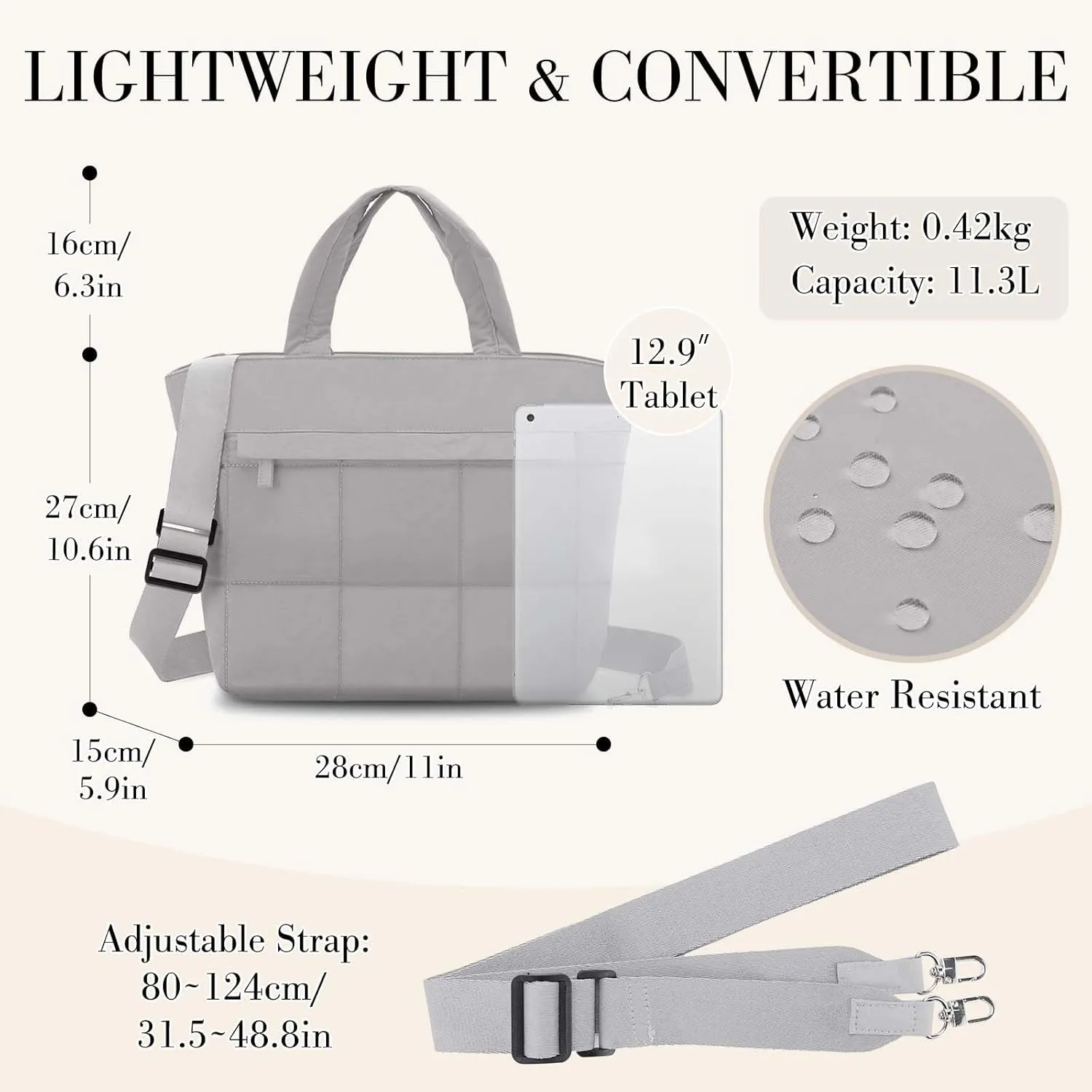 VASCHY Small Puffer Tote Bag for Women, Lightweight Mini Quilted Crossbody Cute Satchel Puffy Tote Handbag Purse for Gym