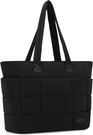 VASCHY Tote Bag for Women, Lightweight Quilted Puffer Work Tote Purse with Zipper for Nurse/Teacher/Travel/Gym