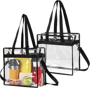 VENO 2 Pack Clear Bag for Stadium Events Approved, 12x6x12 Large Beach Tote Bags Transparent Crossbody Lunch Purse for Women