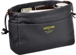 Vercord Canvas Handbag Organizers, Sturdy Purse Insert Organizer Bag in Bag, 10 Pockets Grey Small