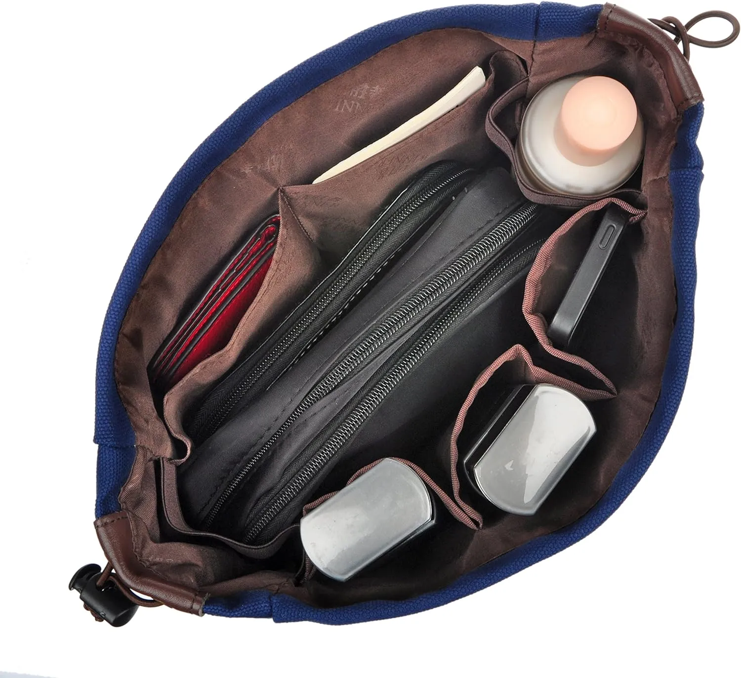 Vercord Canvas Handbag Organizers, Sturdy Purse Insert Organizer Bag in Bag, 10 Pockets Navy Blue Large