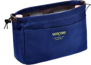 Vercord Canvas Handbag Organizers, Sturdy Purse Insert Organizer Bag in Bag, 10 Pockets Navy Blue Small