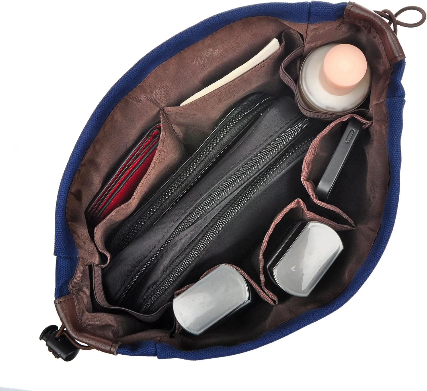 Vercord Canvas Handbag Organizers, Sturdy Purse Insert Organizer Bag in Bag, 10 Pockets Navy Blue Small