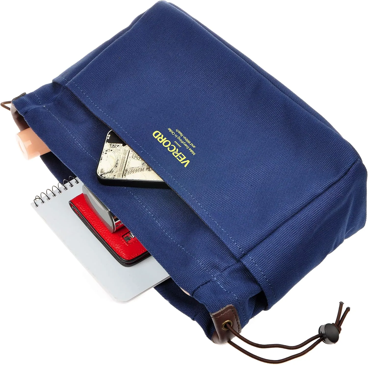 Vercord Canvas Handbag Organizers, Sturdy Purse Insert Organizer Bag in Bag, 10 Pockets Navy Blue Small