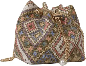 Verdusa Mini Plaid Print Drawstring Tote Bags Casual Handbags Retro Handbag
