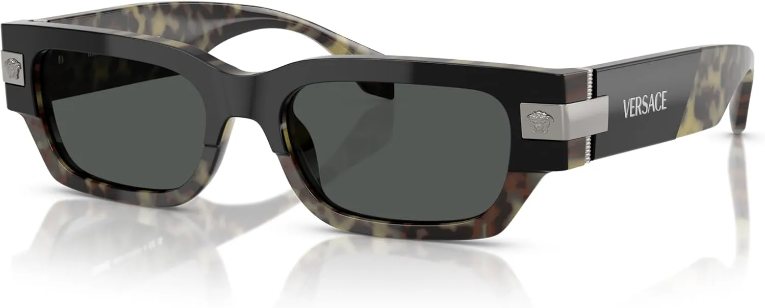 Versace Man Sunglasses Black Frame, Dark Grey Lenses, 53MM