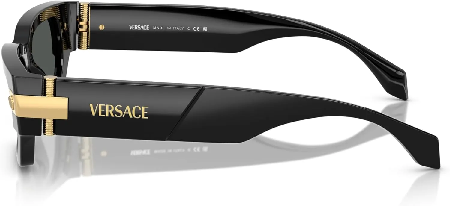 Versace Man Sunglasses Black Frame, Dark Grey Lenses, 53MM