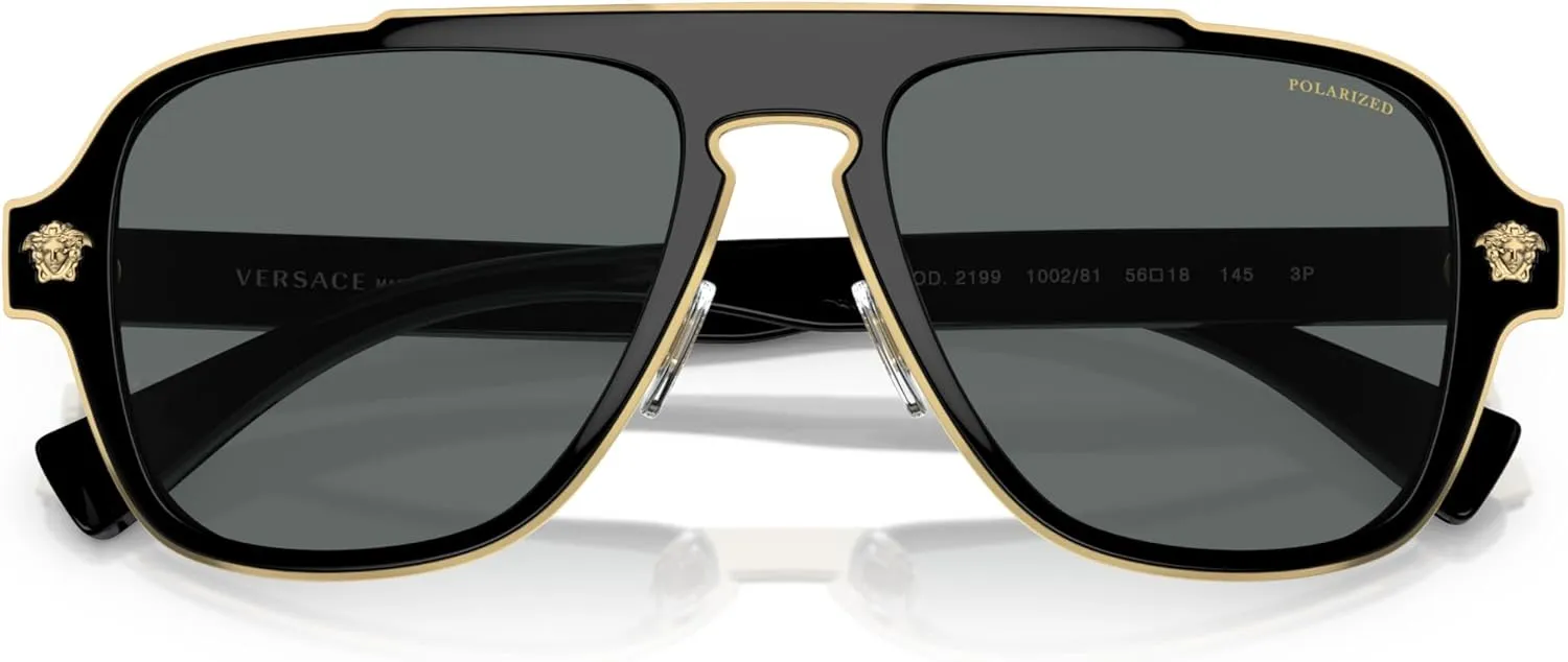 Versace Man Sunglasses Black Frame, Dark Grey Lenses, 56MM